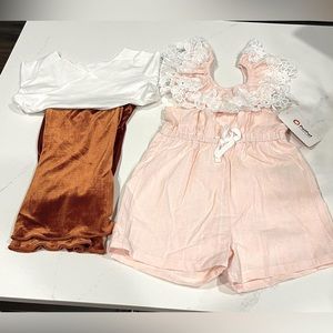 PATPAT NWT Romper and 2PC pant set girls lot Size 3